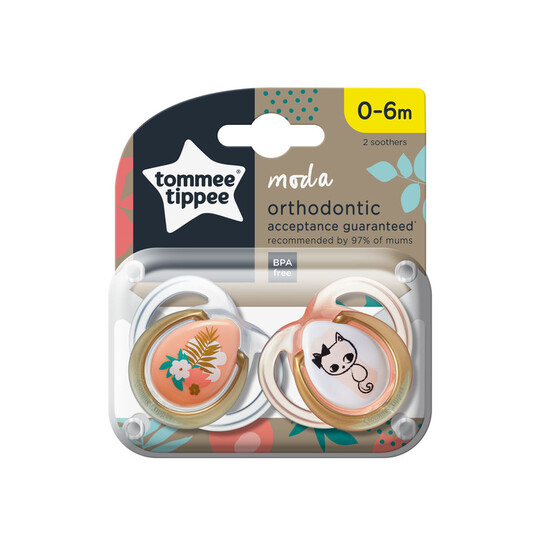 Tommee Tippee MODA Soother, (0-6 months), Pack of 2 -Girl image number 1